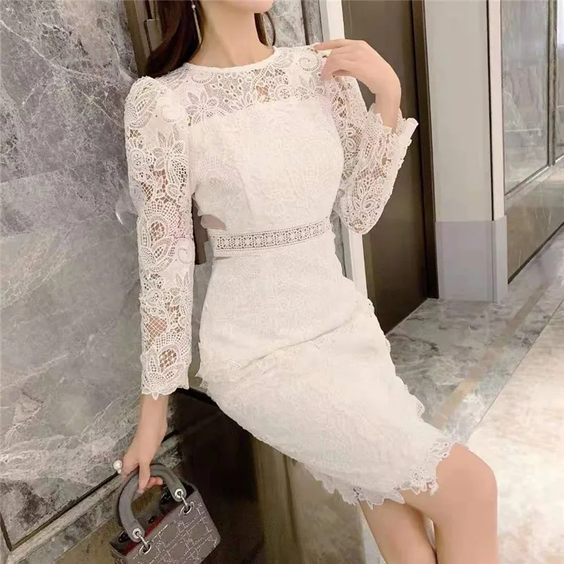 New Arrival spring Autumn Self-portrait Hollow out Embroidery Lace Dress Women Patchwork Luxury Runway Dresses vestidos