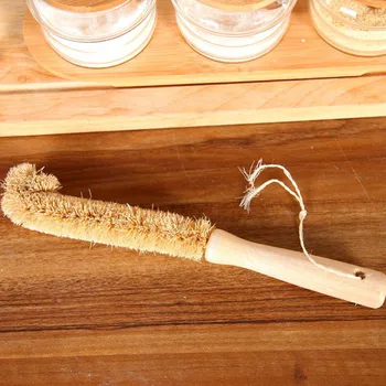 

1 Pc Natural Coconut Brown Non-stick Oil Long Handle Pot Brush Dish Washing Oil Cleaning Brush Can Hang Type Brush Hemp Fiber