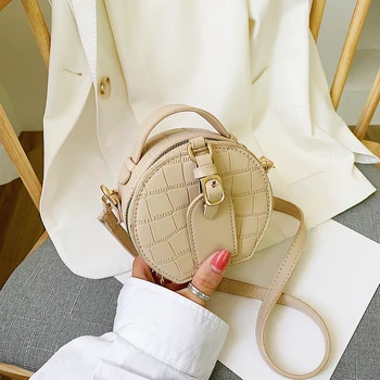 

Round-shaped Women Shoulder Messenger Bag Mini Ladies Retro Top-handle Handbag Ladies Fashion Crossbody Shoulder Bag Zip Purse