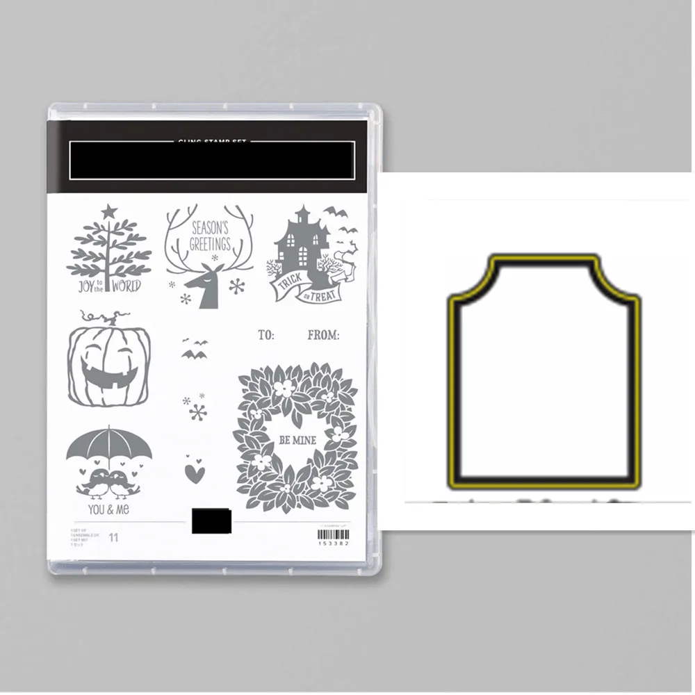 

Halloween TAGS Cutting Dies and Stamps Set for Craft Dies Scrapbooking Album Embossing Dies