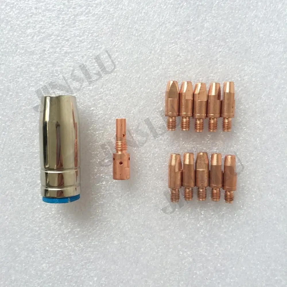 

MIG Binzel BW 25AK Welding Torch Accessories Kits Nozzle Tip Holder Contact Tips M6*28 ( 0.8 0.9 1.0 1.2 ) 12pcs