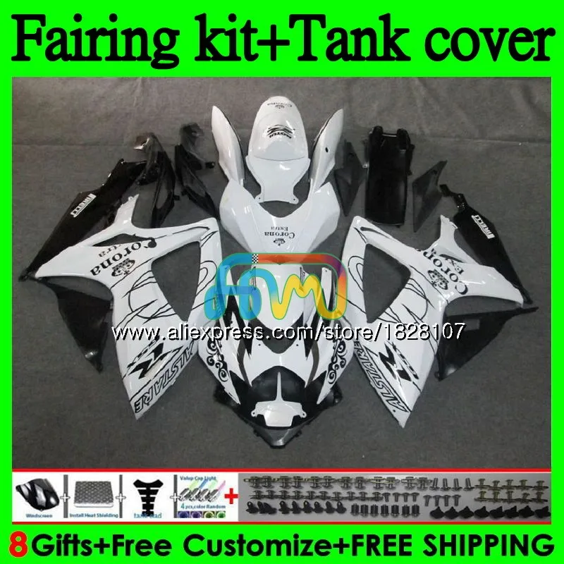 Белый корона+ майка K6 для SUZUKI GSXR 750 600 600CC 750CC GSX-R750 95BS. 18 GSXR750 GSXR-600 K6 GSXR600 06 07 2006 2007 обтекатели