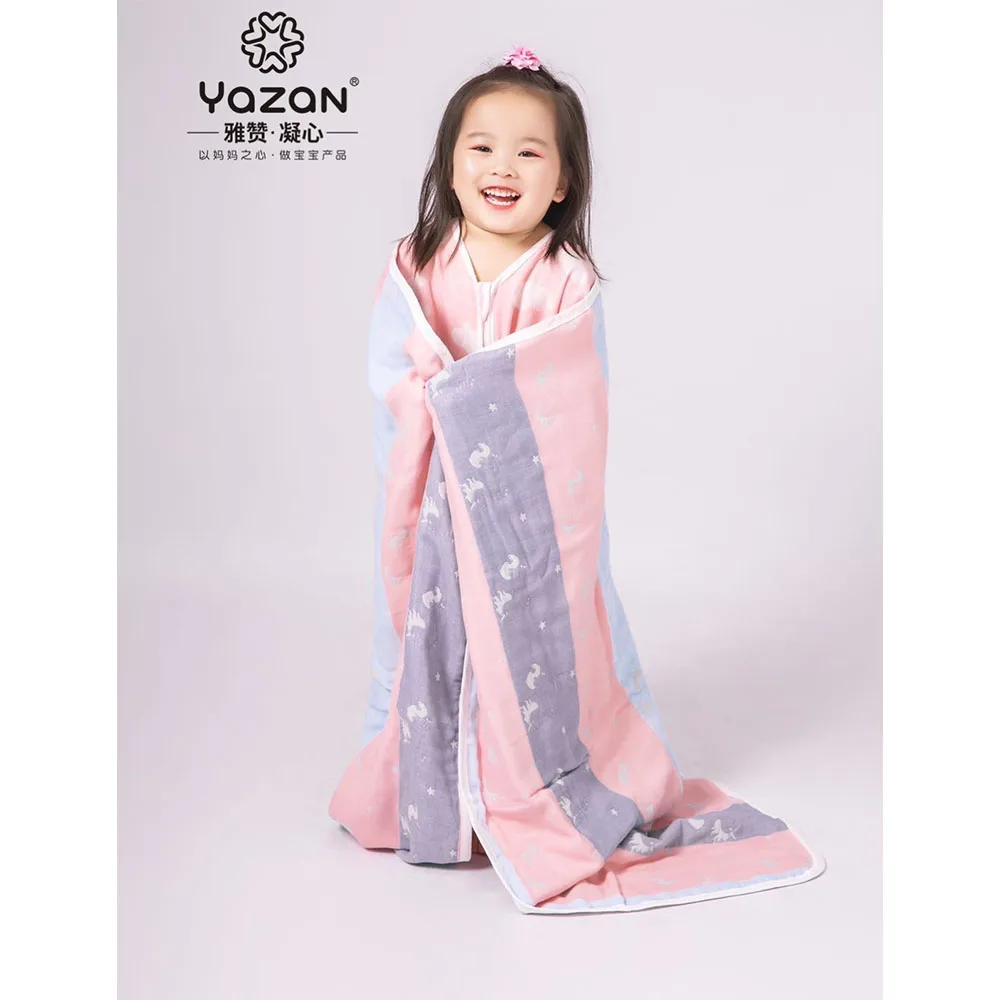 

Yazan baby blanket crib bath towel 105*110cm More design AB face6 layers high quality cotton yarn soft breathable class A cloth