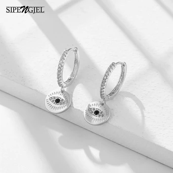 

New Fashion Cubic Zircon Green Eye Earrings Gold And Silver Color Round Circle Hoop Earrings For Woemn Wedding Jewelry