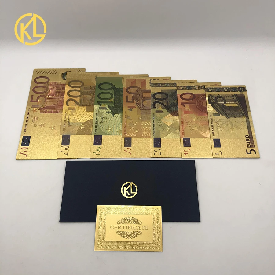 7 шт./лот, антикварная имитация goldsouvenir, евро деньги, Евро 5, 10, 20, 50, 100, 200, 500, на Рождество, Год, украшения и подарки - Цвет: 7pcs set-cheap