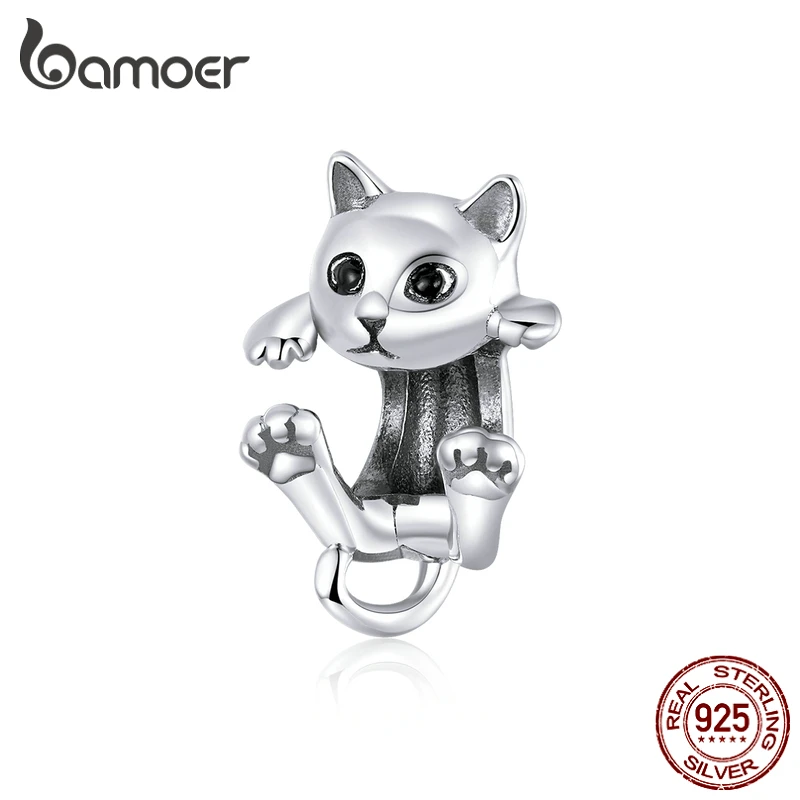Bangle Charm Bracelet Animal-Beads Kitty 925-Sterling-Silver Bamoer Cute Original Gifts