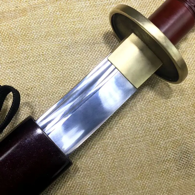 Hand-Forged WUSHU broadsword Sword Spring Steel Blade tactics DA DAO wood sheath