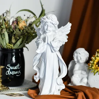 

Angel Sculpture Miniatures Character Figurines Model Creativity Resin Flower Pot Bookcase Decoration Home Storage Organization