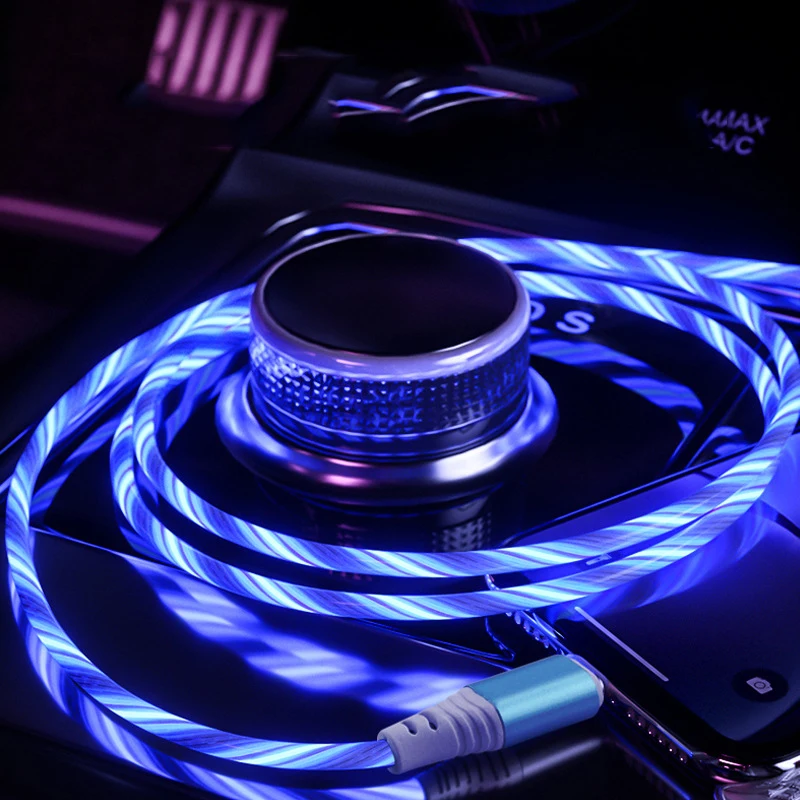 Светящийся кабель для зарядки мобильный телефон Micro USB Type C светодиодный свет