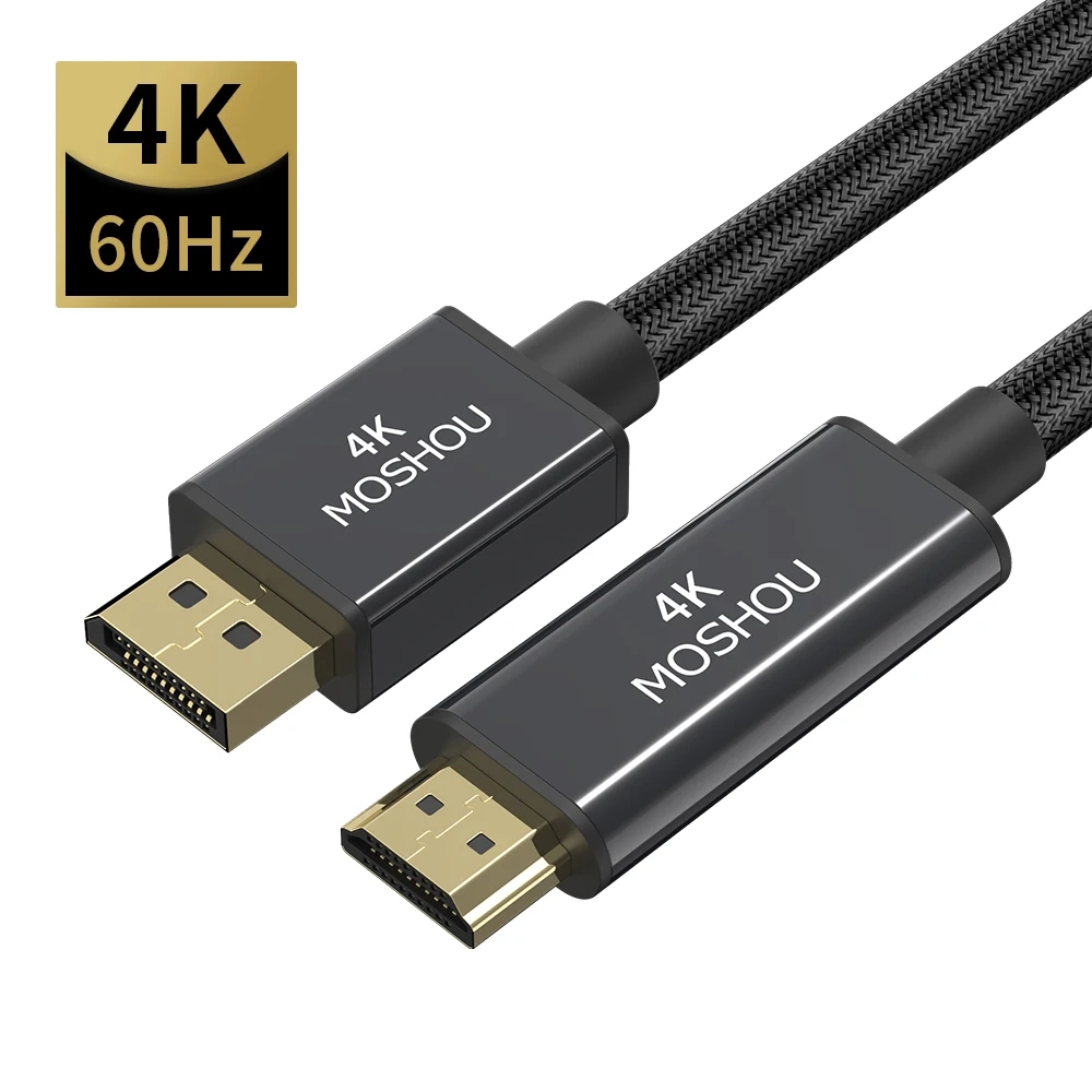 Moshou-Cable DisplayPort a HDMI, 1080P @ 60Hz, DP a HDMI, 4K, para PC,  portátil, HDTV, proyector - AliExpress Productos electrónicos