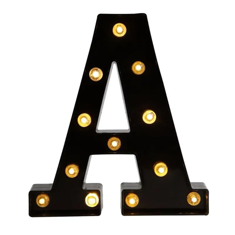 A Алфавит A-Z декоративные буквы огни свадьба день рождения светодиодный настенный Декор - Цвет: A