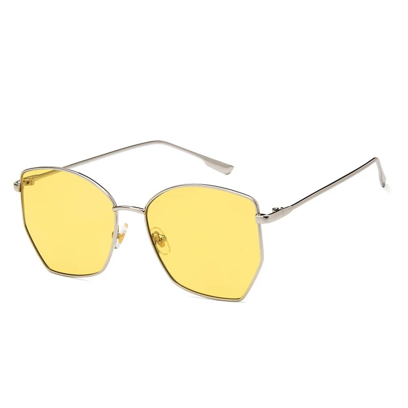 

New Fashion Women Sunglasses Ocean Pink Clean Lenses Sun Glasses Female Metal Cat Eye UV400 Protection Square Frame Sunglasses