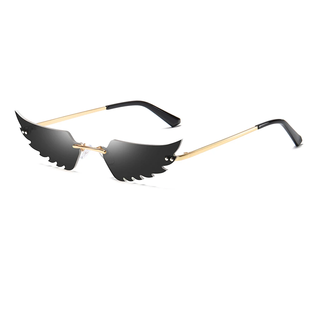 New Retro Rimless Angel Wings Sunglasses UV400 Luxury Trending Narrow Sun glasses Streetwear True Film Lens Fashion Accessories reader sunglasses