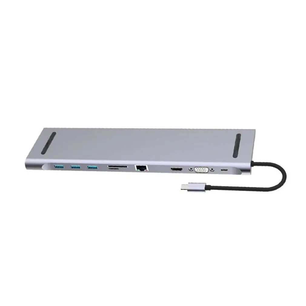 Серебристый 10 в 1 концентратор USB C 4 к док-станция Тип C HDMI RJ45 Gigabit Lan PD источник питания thunderbolt 3 Для iMac air surface book - Цвет: Серебристый