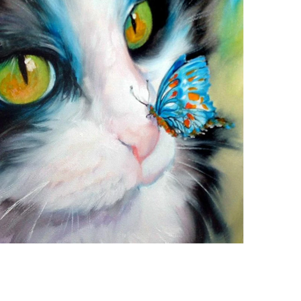 DIY Paint By Number Kit Animals Cat Oil Painting on Canvas Wall Artwork Craft for Kid Adults