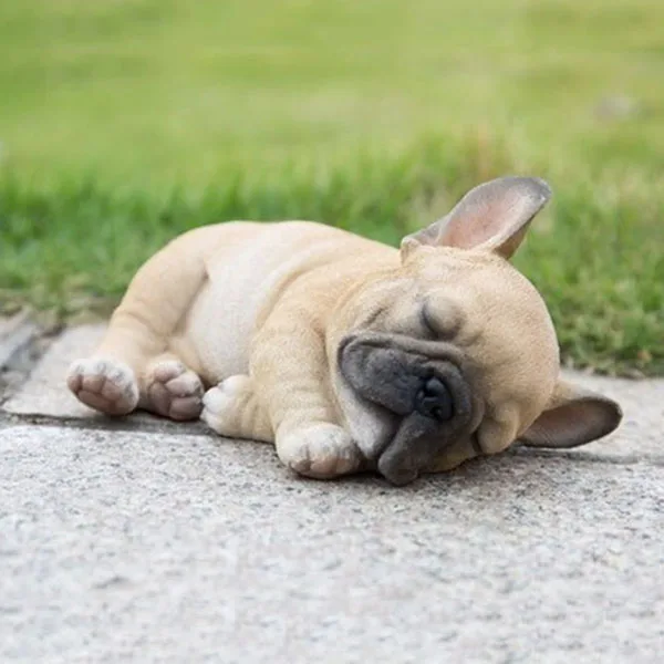 Sleepy French Bulldog Puppy Statue Resin Lawn Sculpture Garden Yard Decor Dog Statue Ornament
