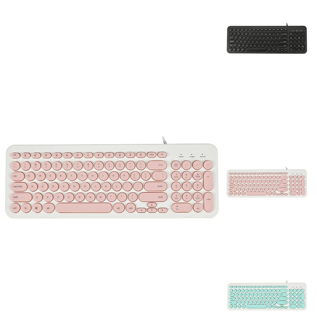 D520 клавиатура 96 клавиш USB Проводная круглая клавиша для домашнего офиса компьютера ноутбука брызгозащищенная клавиатура