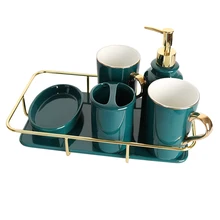 Набор аксессуаров для ванной комнаты, высококачественная керамическая мыльница, диспенсер, держатель для зубной щетки, чашки для полоскания, 6 шт. в комплекте, свадебные подарки, Ретро стиль