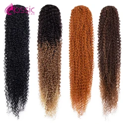 30 Inch Curly Ponytail Ginger Orange Colored Drawstring Ponytail Ombre Synthetic Wave Hair Extension Clip in Hairpiece Woman Wig