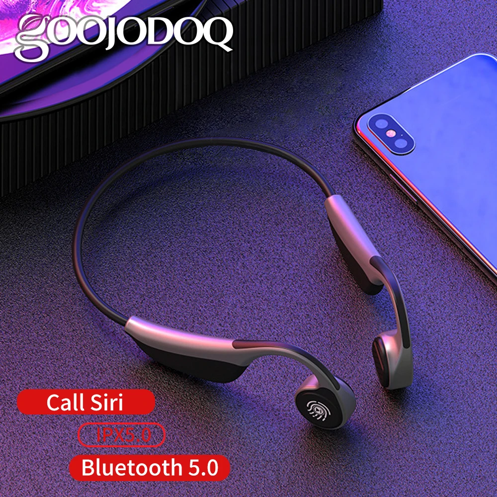 GOOJODOQ спортивные Bluetooth наушники костной проводимости беспроводные гарнитуры IPX5
