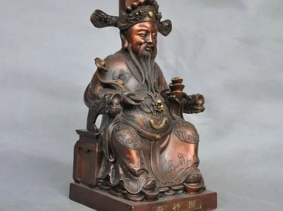 YM 321 1" Китайский традиционный Бог богатства Маммоне Ruyi Дракон Yuanbao бронзовая статуаэтка