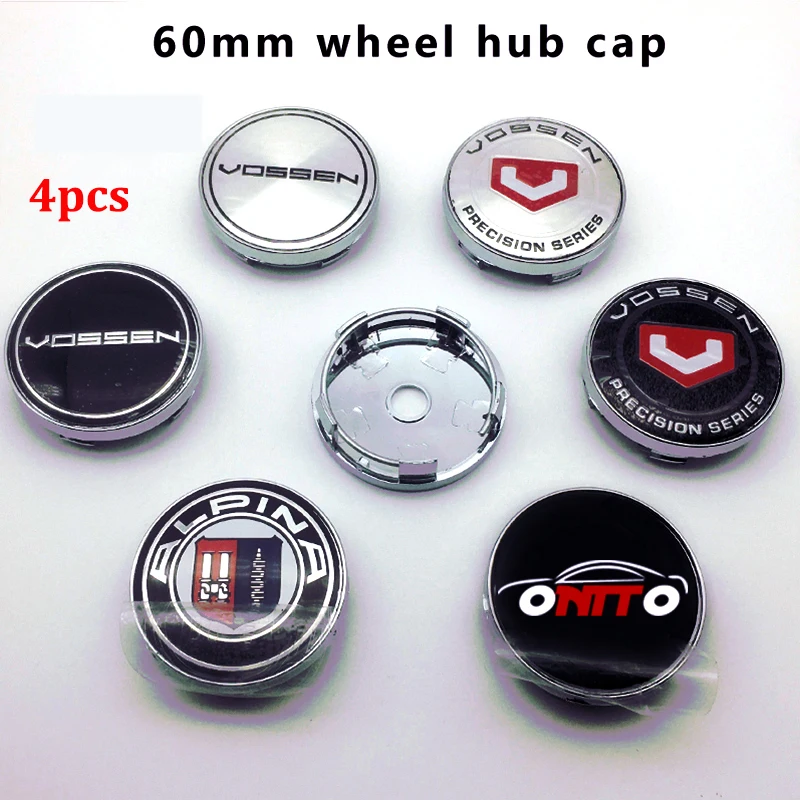 

4Pcs 60mm vossen blue white Car Wheel Hub Cap Auto Wheel Center Emblem Cover wheel stickers caps car styling auto accessorie