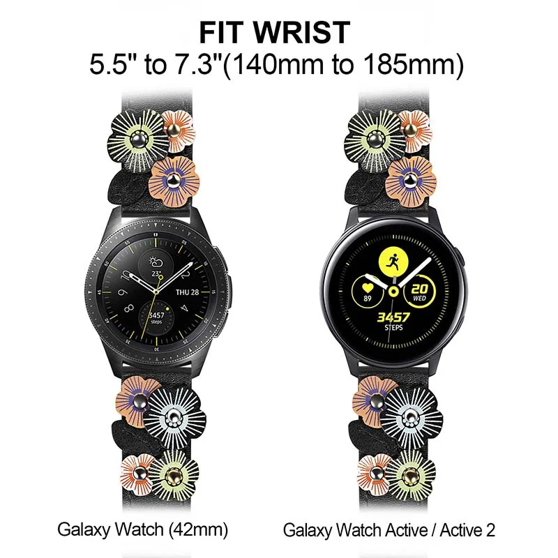 Цветок из натуральной кожи ремешок 20 мм для samsung Galaxy Watch 42 мм/Активный 2 40 мм 44 мм/gear Sport/S2 классический ремешок для часов Ремешок