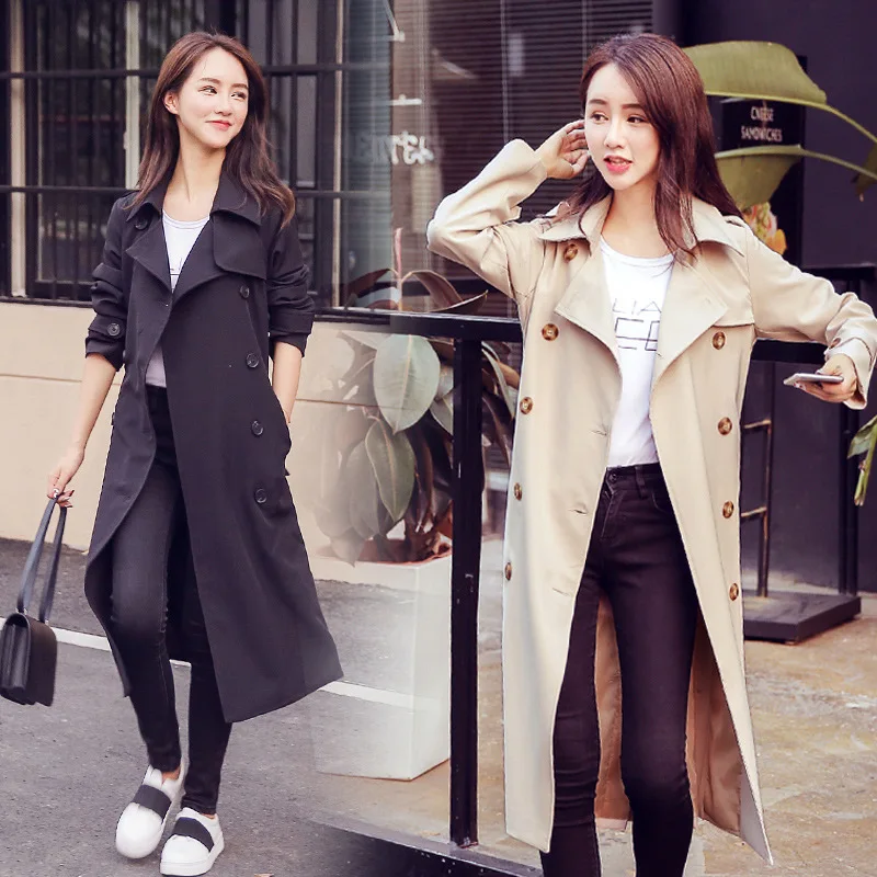 

2019 Spring And Autumn Korean-style Slim Fit Waist Hugging Trench Coat Women's England Elegant X-long Slimming Casual over-the-K