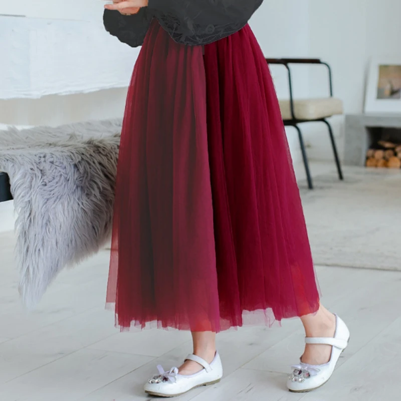 Girls TuTu Skirt Teenager Long Fluffy Ball Gown Soft Pettiskirts Teen Girl Princess Dance Birthday Party Halloween Clothes 3-12y