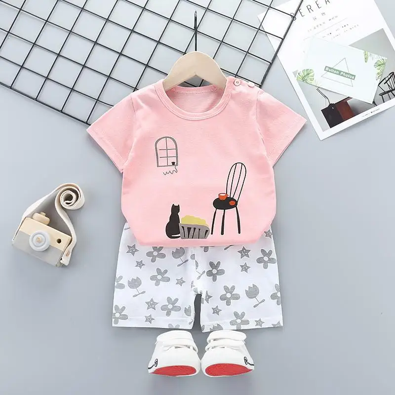 Baby Girl Summer Clothes Infant Girls Clothing Set Children Top+shorts Suit Kid Cotton Outfits Two Piece Sets Toddler Costume baby outfit matching set Baby Clothing Set