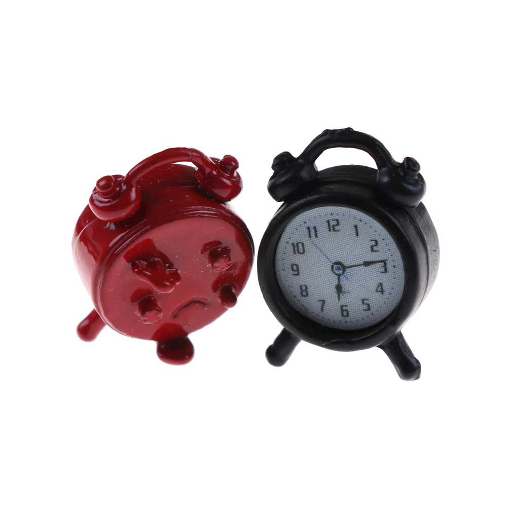 1pcs 1:12 Scale Alarm Clock Mini Home Decoration Dollhouse Miniature Toy Doll Kitchen Living Room Accessories 6 Colors Miniature Figurines