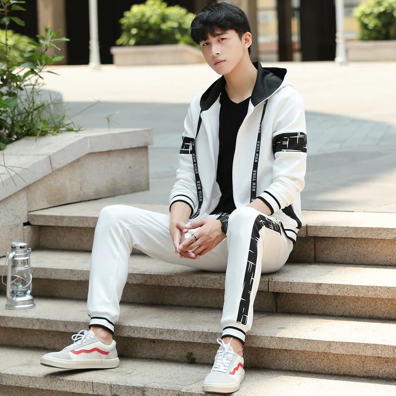 

2020 Spring And Autumn Sports Clothing Set Men's Hooded Athletic Clothing New Style Casual Two Pieces-