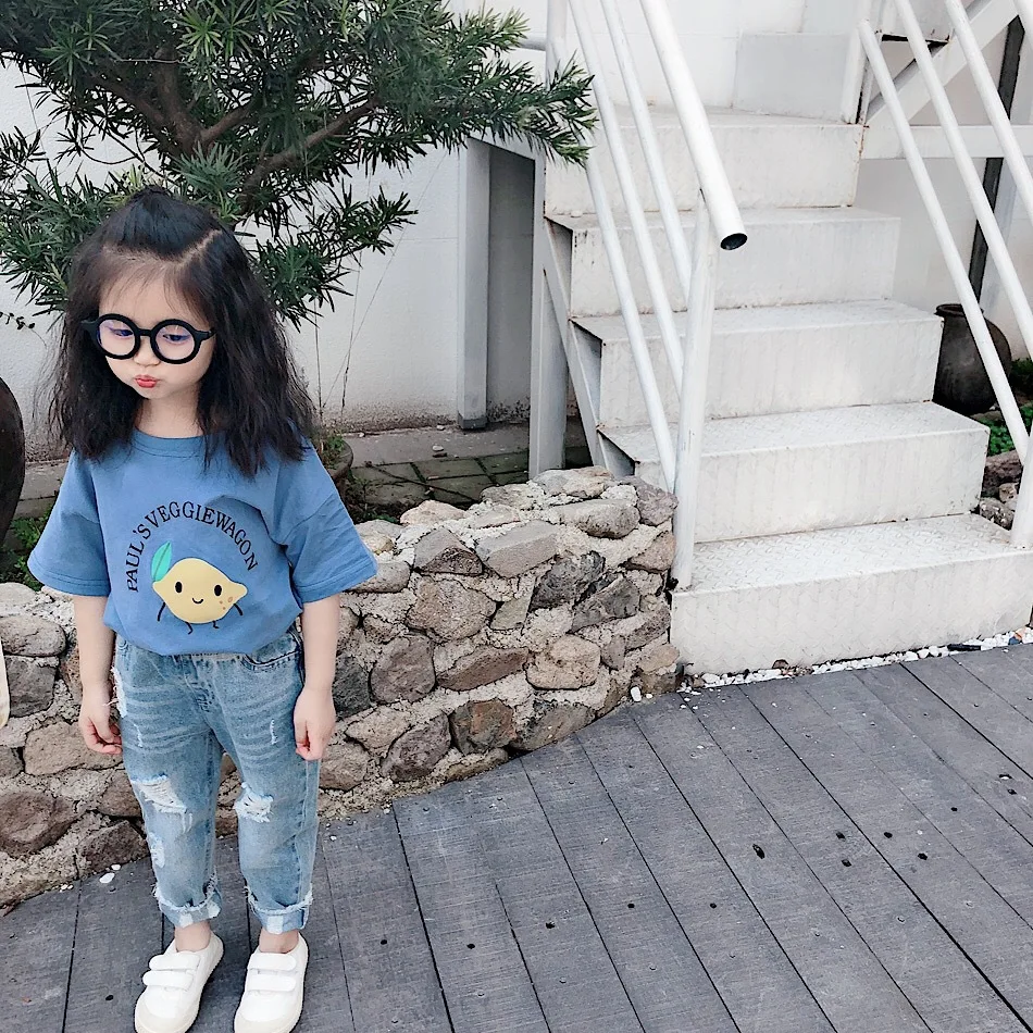 

Spring And Summer Childrenswear Men And Women Children with Holes Cowboy Trousers Children Baby Frayed Soft Jeans