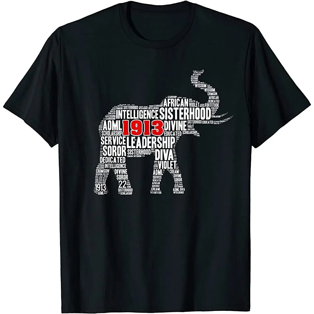 Женская футболка с надписью Delta-1913 Sorority Elephant Sigma-Theta | Мужская одежда