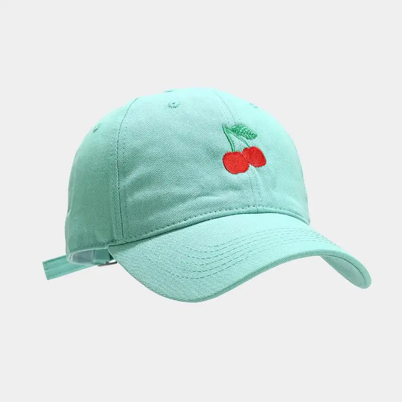 2021 Cotton Cherry Fruit Embroidery Casquette Baseball Cap Adjustable Outdoor Snapback Hats for Men and Women 37 5