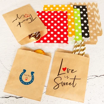 

100pcs/pack Disposable Practical Candy Paper Bags Cookie Pouches Dessert Gift Bags Baking Bags for Restaurant Home Bakery