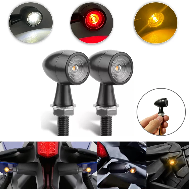 E-Mark Bullet Indicators DRL Brake Stop Lamp LED Motorcycle mini Turn Signal Light For Harley Chopper Bobber Cafe Racer |