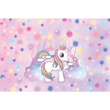 

Colorful Rainbow Unicorn Cloud Newborn Baby Shower Birthday Party Backdrop Photography Background For Photo Studio Photophone