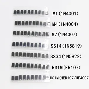 7 kinds*10pcs=70pcs/lot SMD diode package / M1 (1N4001) / M4 (1N4004) / M7 (1N4007)/ SS14 US1M RS1M SS34 KIT