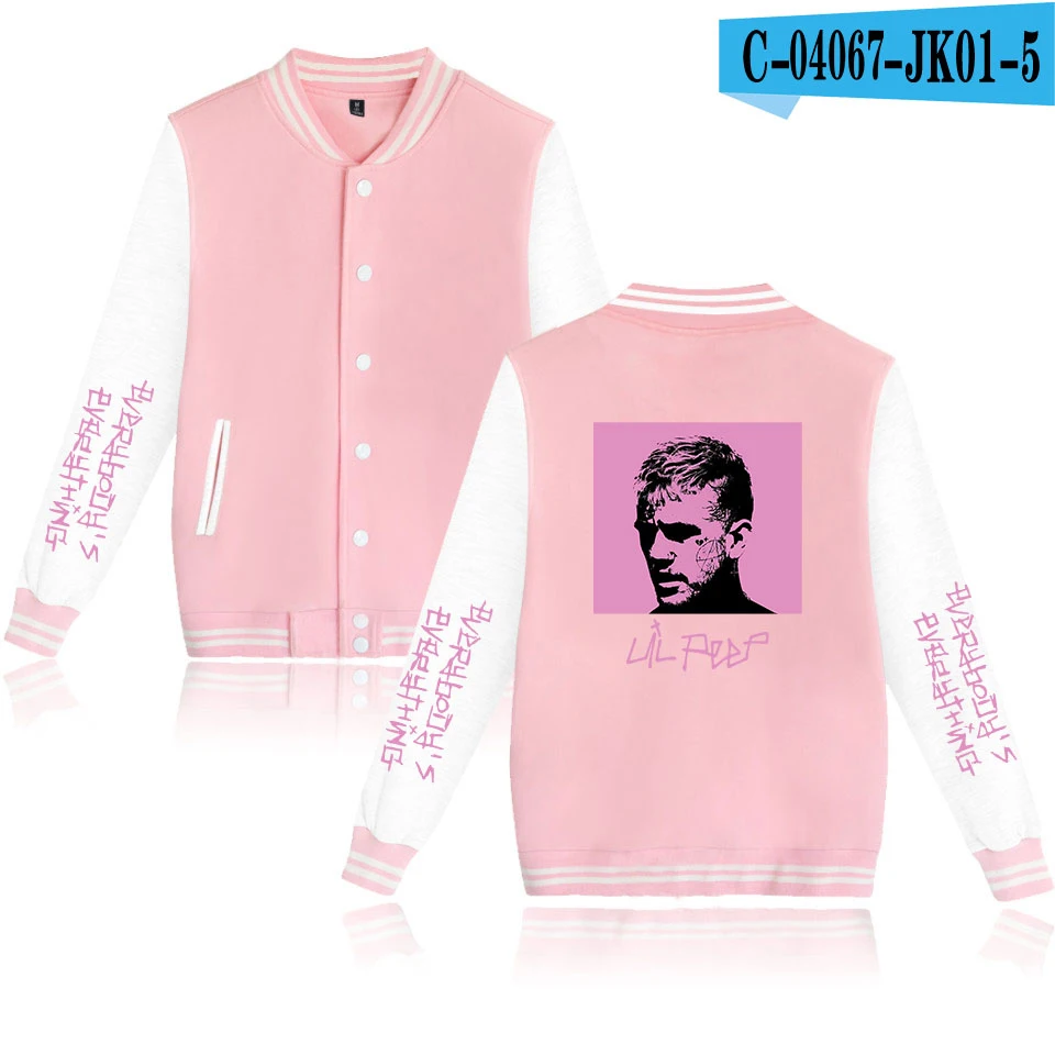 Хип-хоп певица lil peep модная бейсбольная куртка Мужская/женская униформа пальто флисовые повседневные куртки с принтом тренировочный костюм для колледжа одежда - Цвет: pink