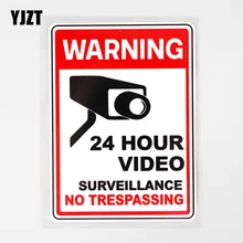 Yjzt 9.4cm × 13.3cm aviso 24 horas vídeo vigilância decalque pvc carro adesivo 12c-0719