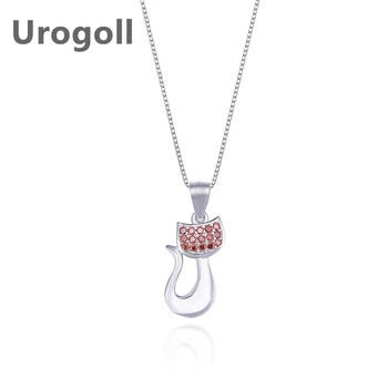 

Noble Women Pure 925 Sterling Silver Necklaces Small Fresh Kitten Zircon Pendant Necklaces Chain Jewelry Accessory Gift