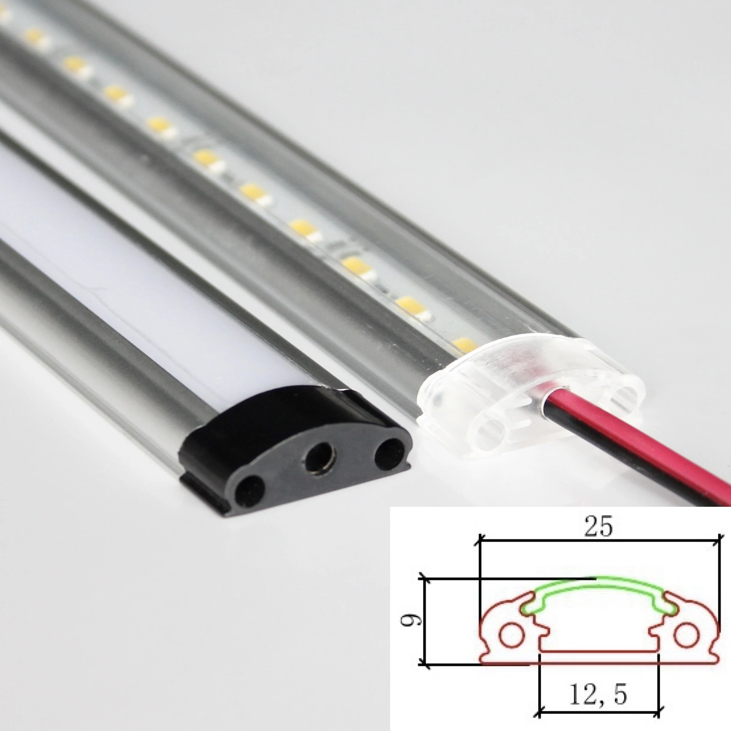 10m (20pcs) a lot 0.5m per piece led aluminum profile for led strips with milky diffuse cover or transparent cover