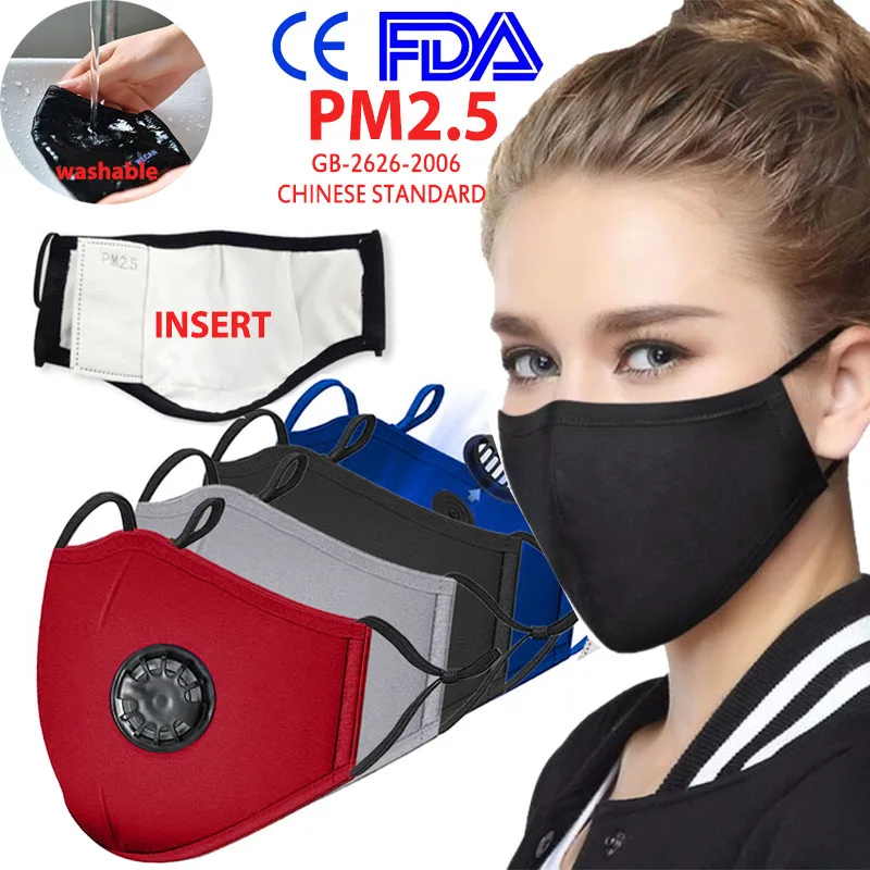 

PM2.5 Face Mask Anti-dust Masks For Woman Man Reusable Mask Breathable Valve Mouth Masks Filter Pad Activated Carbon Filter