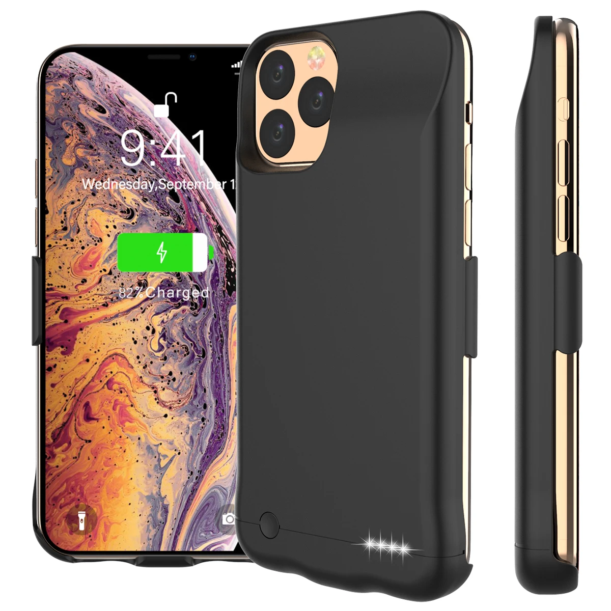 Для iPhone 11 Pro Max 6,5 дюймов 6200 мАч зарядное устройство чехол внешнее резервное зарядное устройство power Bank защитный чехол сумка Coque Fundas - Цвет: Черный