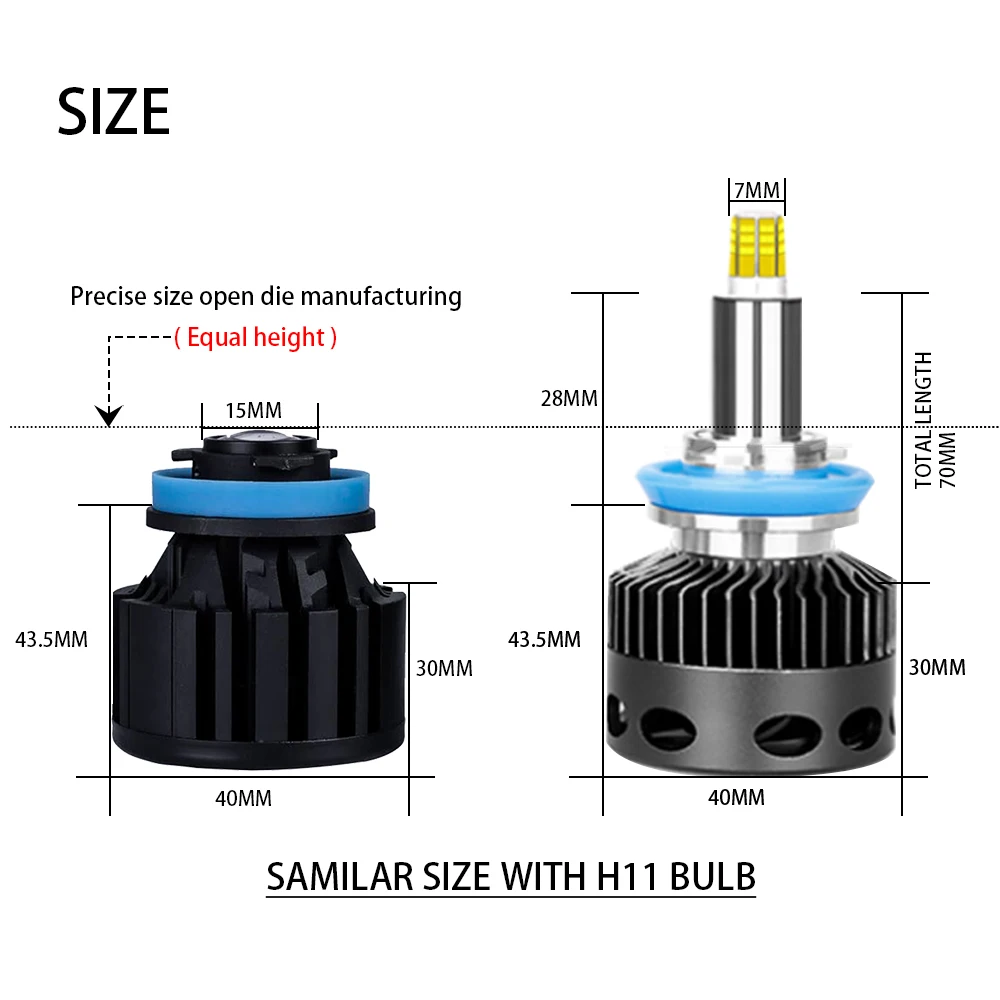 1 Set L1 LED Laser Fog Headlight Light Bulb H7 H8 H9 H11 9005/06 26W 2600LM 3000M Laser Meter Irradiation Distance Ultra Bright