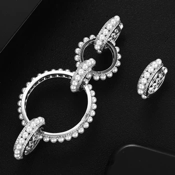 

missvikki 2020 Trendy Round Full Pearls Pendant Earring Enthusiasm Jewelery for Women Fashion Wedding Daily Earrings Jewelry