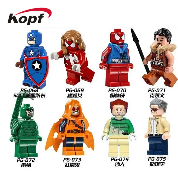 

Single Sale Super Heroes Building Blocks SDCC Captain America Spiderman Hobgoblin Action Figures For Children Model Toys PG8017