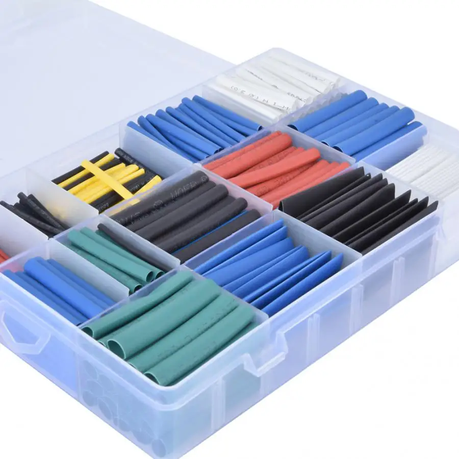 670pcs Polyolefin Heat Shrinkable Tube Set Waterproof Wire Cable Protection Sleeve Heat Shrink Tube Tubing Wrap