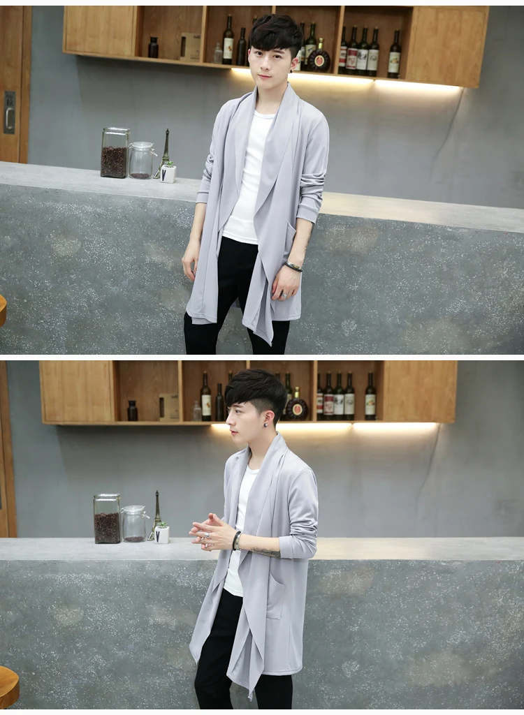 Spring autumn Korean style vintage long trench coat man gothic hooded cloak punk hip hop casual jacket cape homme